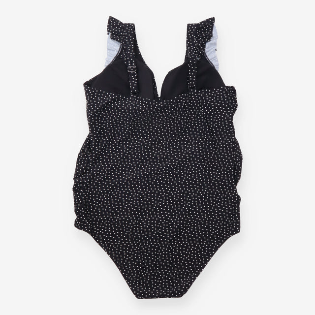 Black Polka Dot Ruffle Maternity Swimsuit