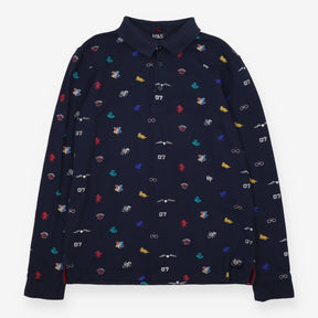 Polo Shirt Long Sleeved Navy Harry Potter