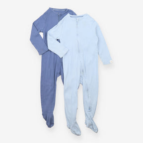 Sleepsuits 2pc blues ribbed zip