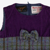 Harris Tweed dress purple grey check bow