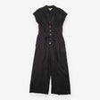Whistles Black Linen Button Front Short Sleeve Jum