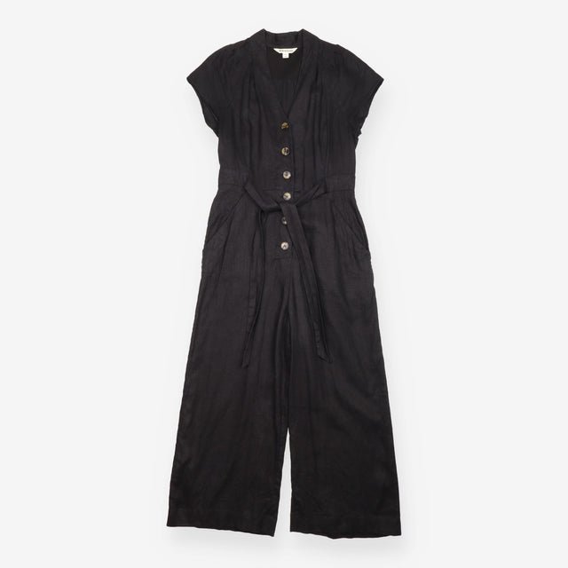 Whistles Black Linen Button Front Short Sleeve Jum