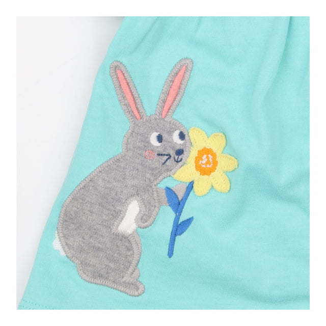 Tunic Teal Bunny with Flower Applique