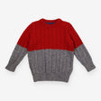 Sweater Cable Knit Red and Grey