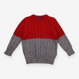 Sweater Cable Knit Red and Grey
