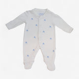 Sleepsuit White with Blue Elephants