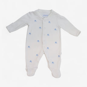 Sleepsuit White with Blue Elephants