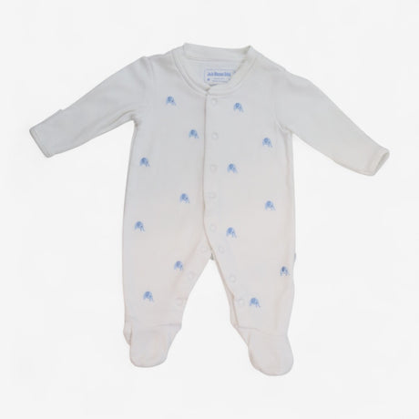 Sleepsuit White with Blue Elephants