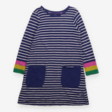 Blue Striped Long Sleeve Dress