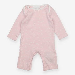 Footless Sleepsuit Pink with Flower Pattern