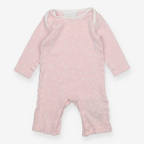 Footless Sleepsuit Pink with Flower Pattern