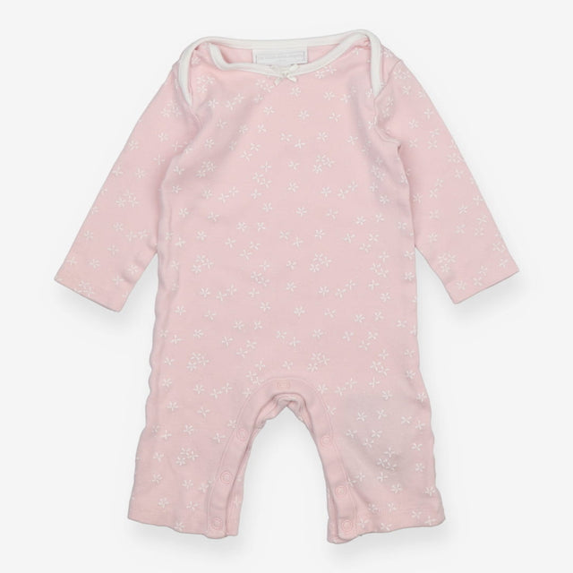 Footless Sleepsuit Pink with Flower Pattern