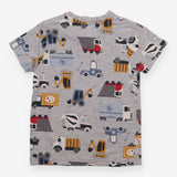 T-Shirt Grey Construction Vehicles Appliques