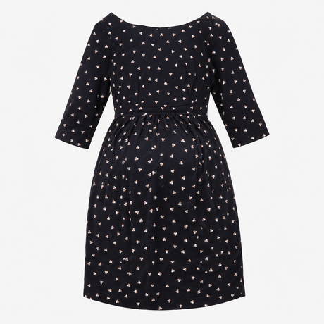 Black Geometric Print 3/4 Sleeve Maternity Dress