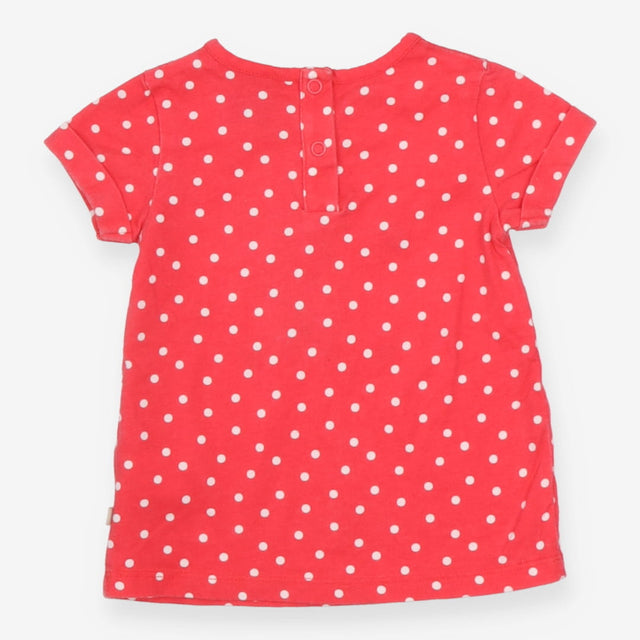 T-Shirt Red Polka Dot Mouse Applique