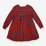 Dress Tartan Red with Embroidery in the Front