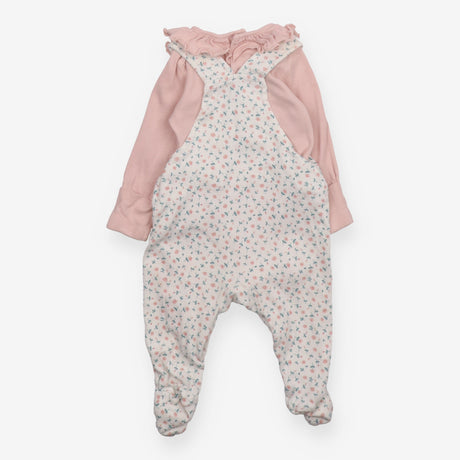 Rose Dungarees with Pink Bodysuit 