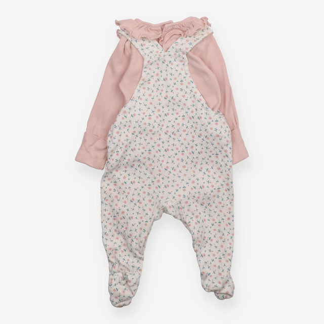 Rose Dungarees with Pink Bodysuit 