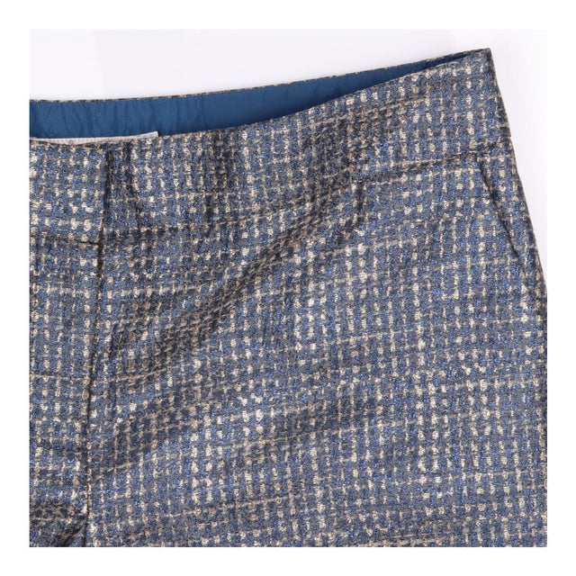 Cropped Trousers Blue Gold Metallic Tweed 7/8