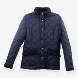 Quilted Blue Fitted Jacket with Floral Lining
