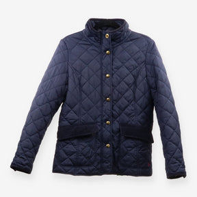 Quilted Blue Fitted Jacket with Floral Lining