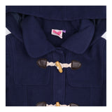 Coat duffle navy satin lining wood toggles