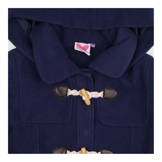 Coat duffle navy satin lining wood toggles