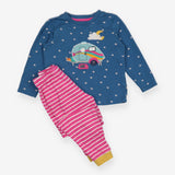 Pyjamas top blue with white stars campervan bottom