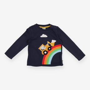 Navy t-shirt digger driving on a rainbow 