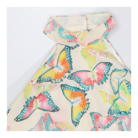 Vintage Silk Midi Dress, Cream Butterfly Print