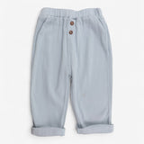 Trousers baby blue ribbed with brown buttons
