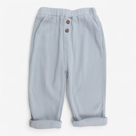 Trousers baby blue ribbed with brown buttons