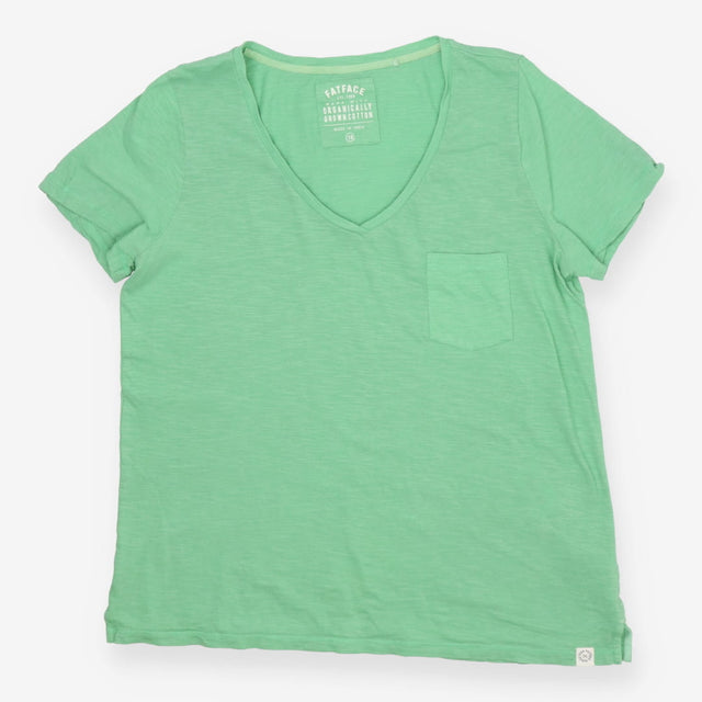 Green Oversized V Neck Pocket T-Shirt Cotton
