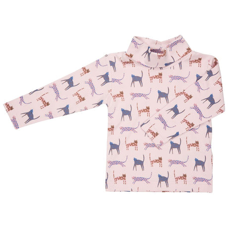 Polo neck top - Pink Cats