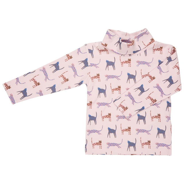 Polo neck top - Pink Cats