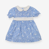 The Prairie Dress Collared Blue with White Flowers