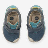 Leather Shoes Blue Velcro Strap
