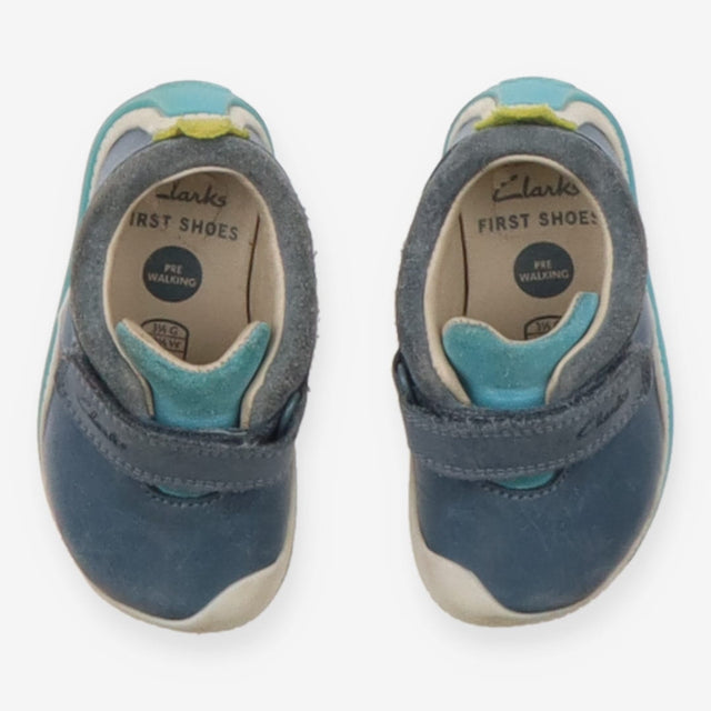 Leather Shoes Blue Velcro Strap