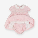 Heirloom pink striped collared dress with bloomers
