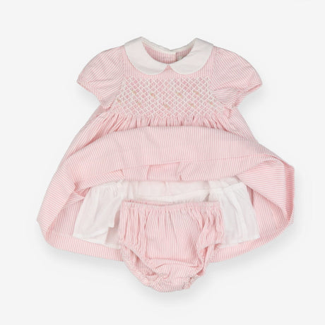 Heirloom pink striped collared dress with bloomers