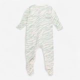 Sleepsuit cream ribbed green zebra pattern