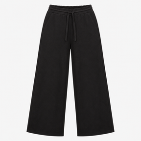 Wide Leg Joggers Black Drawstring Relaxed Trousers