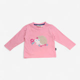 T-shirt Long Sleeve Pink Hedgehog Applique