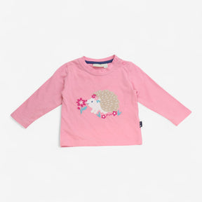 T-shirt Long Sleeve Pink Hedgehog Applique
