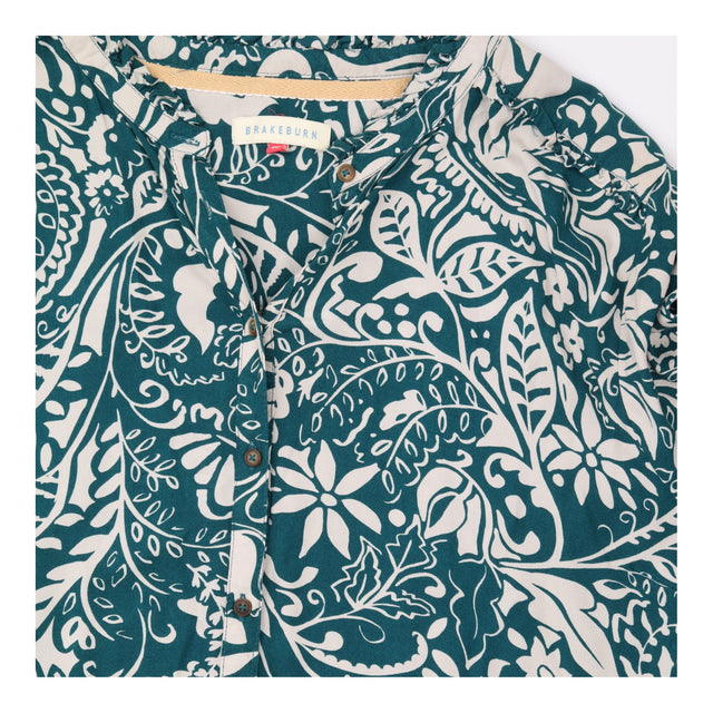 Midi Dress Patterned Long Sleeve Teal