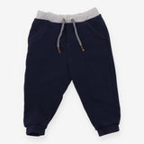 Navy Joggers Grey Waistband