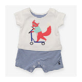 Jersey Romper Fox with Glasses on Scooter and Navy