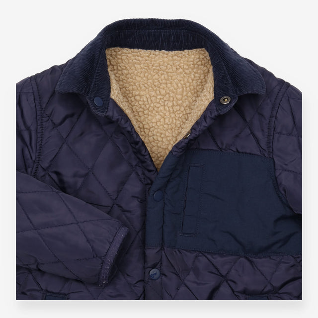 Coat quilted fur lining cord collar