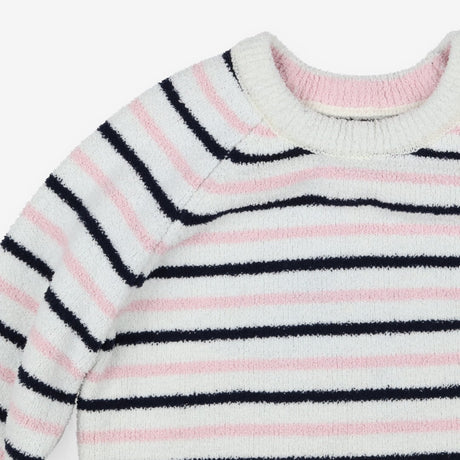 White Striped Fleece Sweater