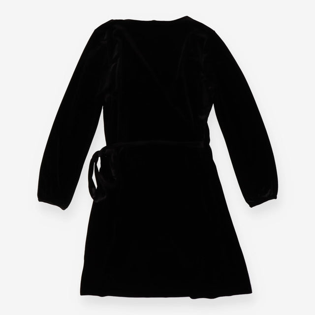 Black Wrap Party Dress Velour